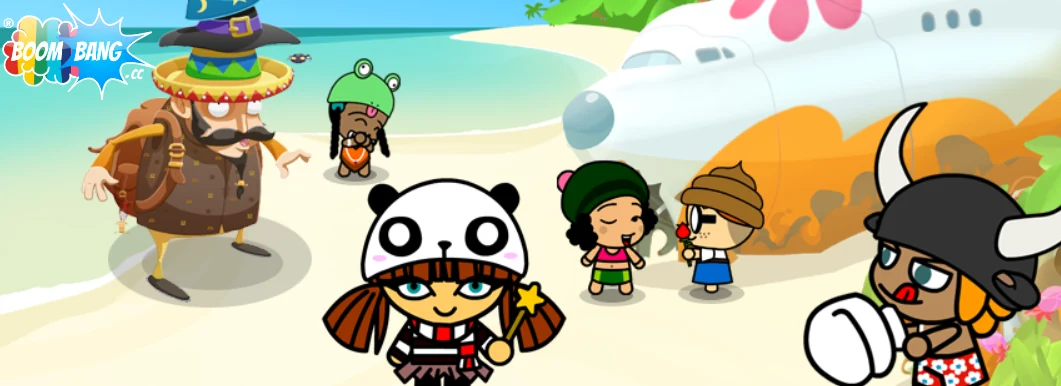 BoomBang characters gathered on a beach, a promotional project visual
