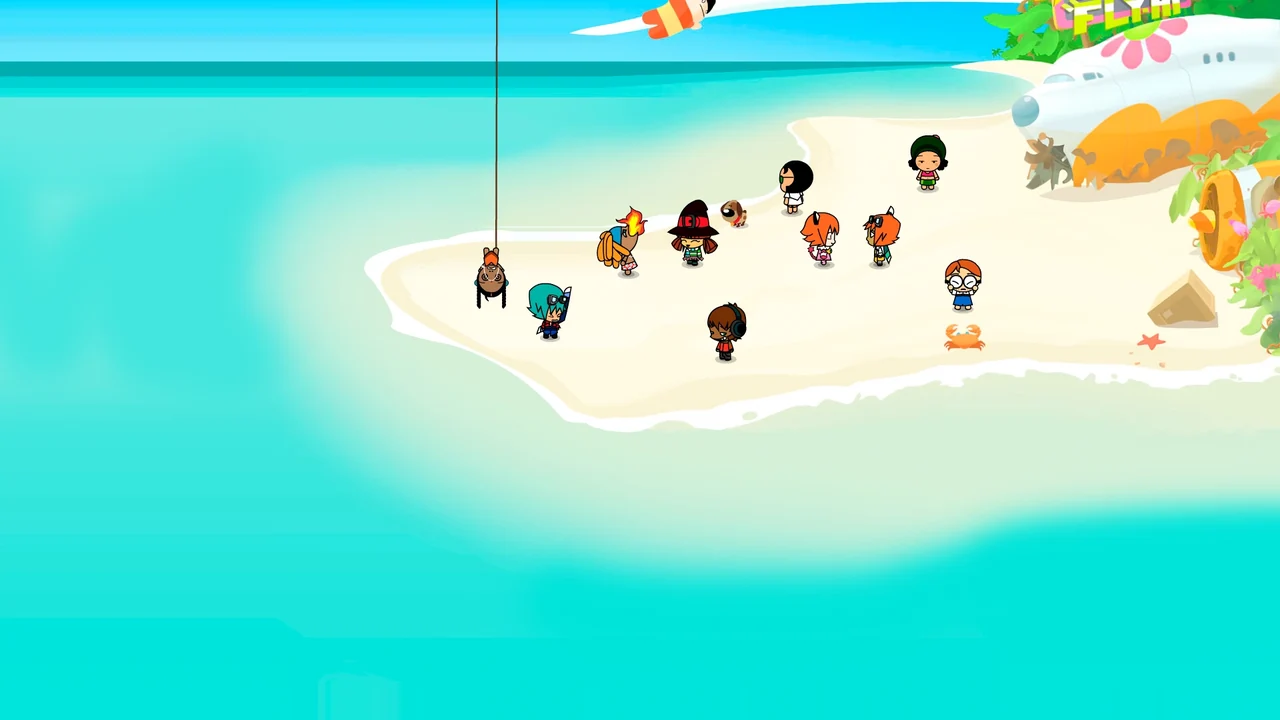 Escenario original de BoomBang con personajes en la playa